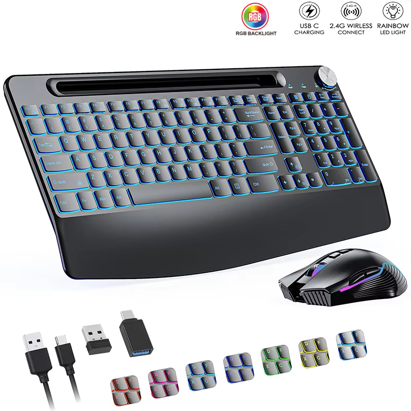 Gaming Keyboard Ergonomic - Комбинированная беспроводная клавиатура и мышь 2,4G
