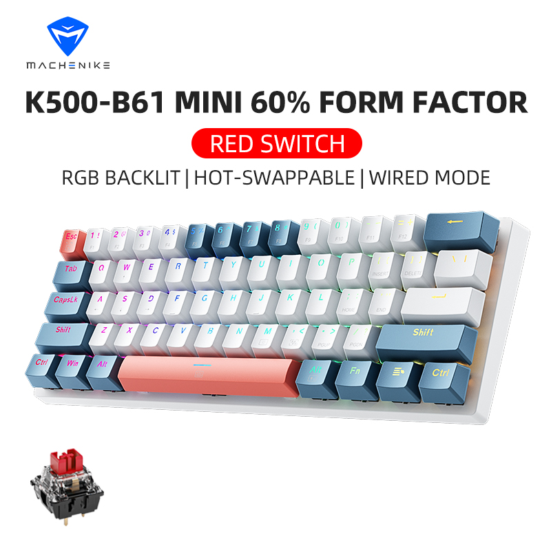 Gaming Keyboard Blue Switches - K500-B61 Мини-механическая клавиатура Machenike, 60% пресс-фактор,