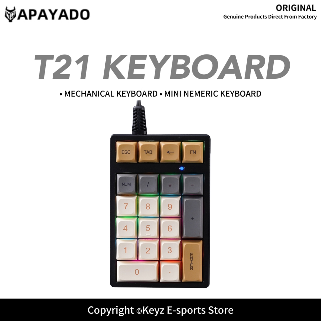 Keyboard Gaming Blue Switch - Мини-клавиатура T21 с RGB-подсветкой, синими переключателями,