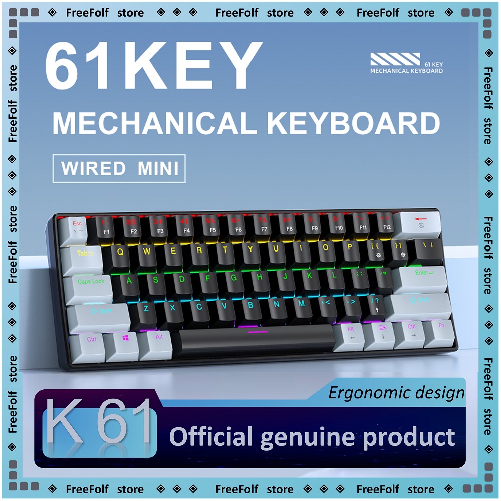 Keyboard Gaming Blue Switch - APAYADO K61 Mini 60 игровая клавиатура,