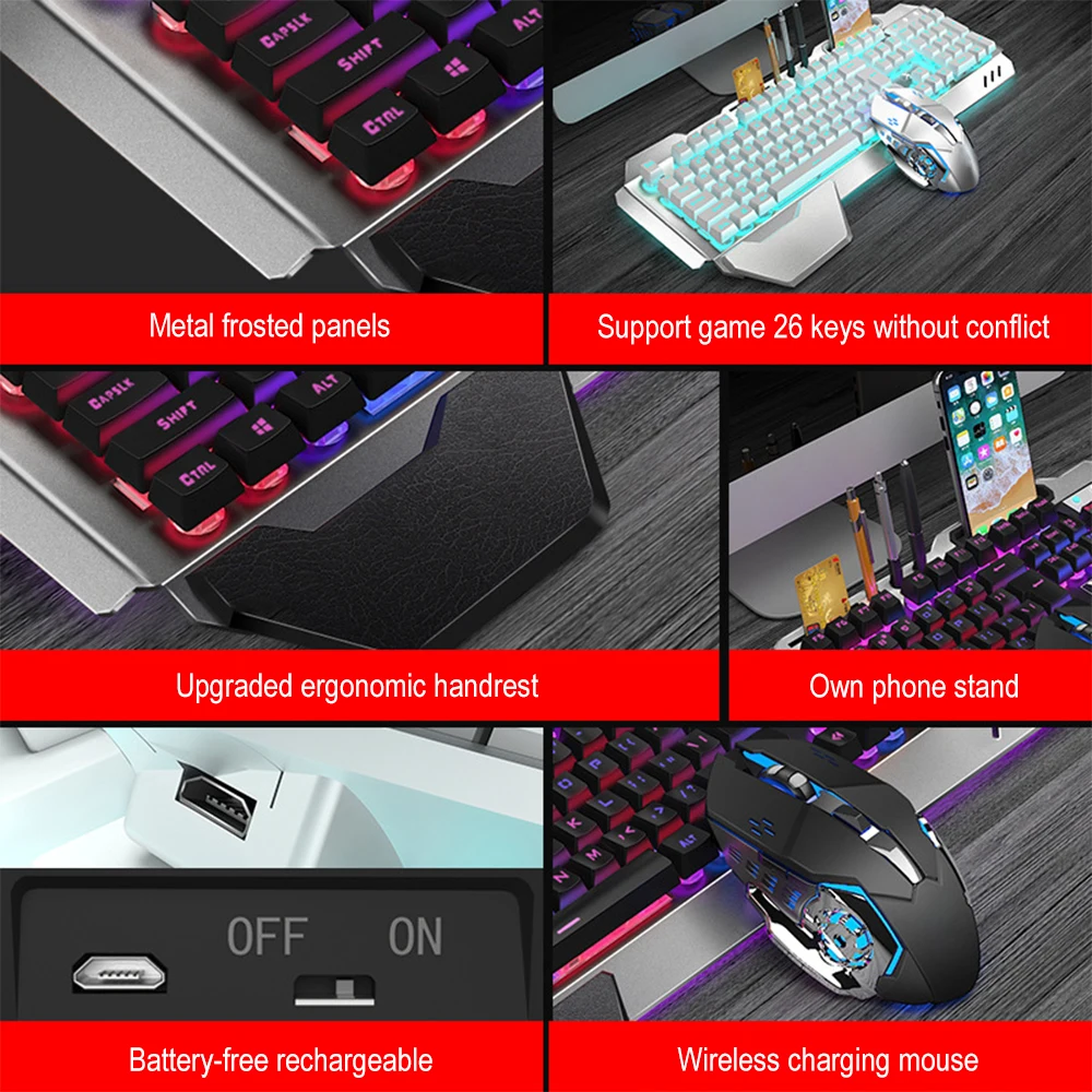 K680 перезаряжаемый 2,4G беспр – обзор и цена Gaming Keyboard Mechanical Wireless