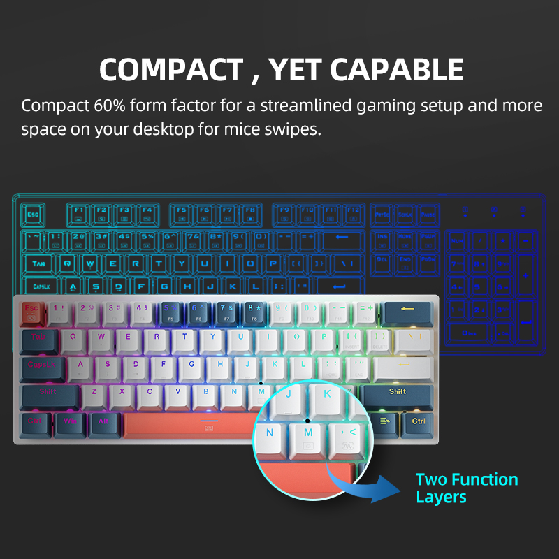 K500-B61 Мини-механическая кла – обзор и цена Gaming Keyboard Blue Switches