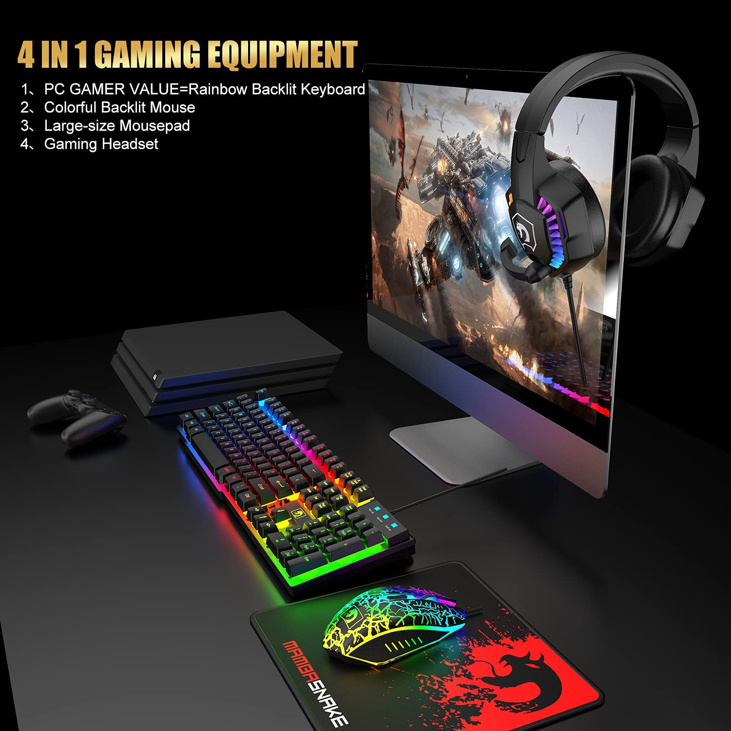 Игровой комплект MAMBASNAKE X  – обзор и цена Gaming Keyboard Mouse And Headset Combo