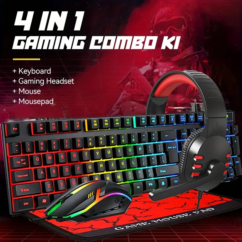 Игровой комплект 4-в-1: провод – обзор и цена Gaming Keyboard Mouse And Headset Combo