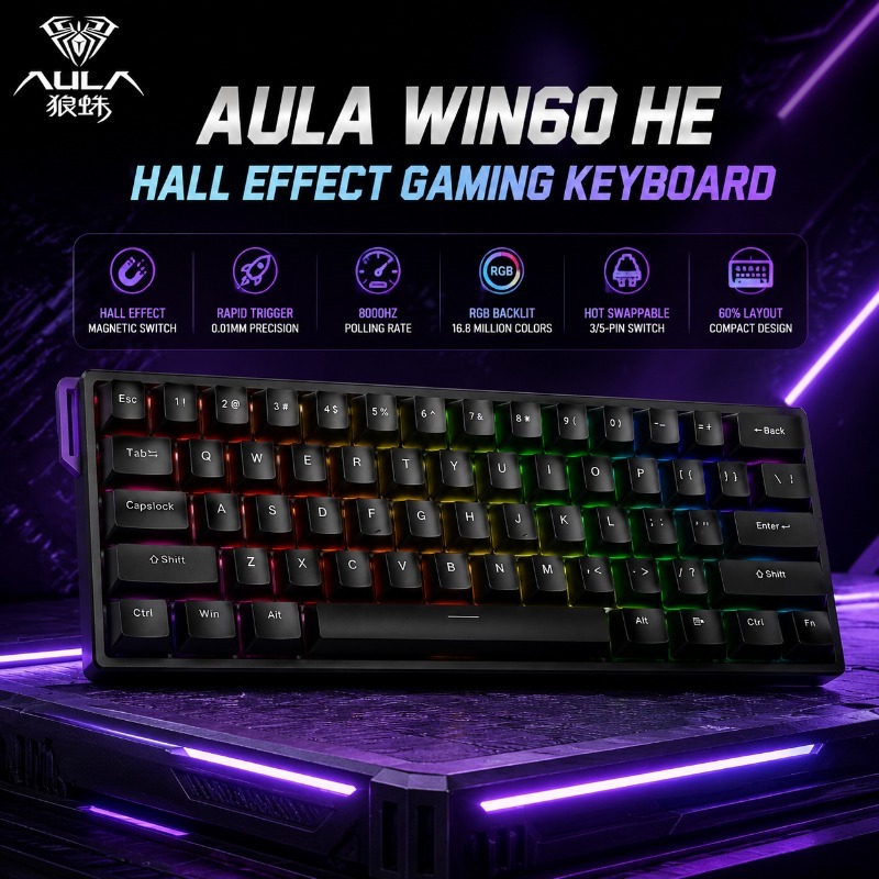 Игровая клавиатура AULA WIN60  – обзор и цена Gaming Keyboard Hall Effect Switches